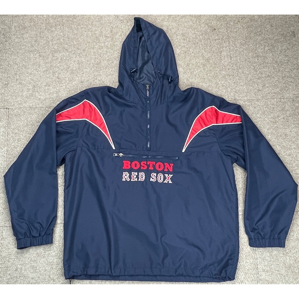 G-III Sports By Carl Banks Vtg MLB Boston Red Sox 1/4 Zip Windbreaker Pullover L